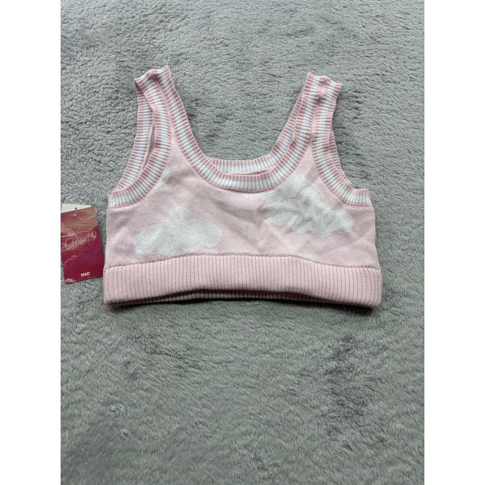 Megan Moroney Cloud 9 Pink Knit Cloud Crop Sweater Tank Top Womens Medium New